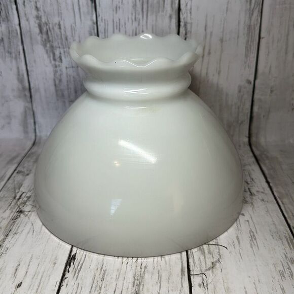 Milk Glass Hurricane Lamp Globe Flower Yellow Pink Vintage Table Light Shade 8" - Picture 4 of 7